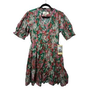 Birds of Paradis By TROVATA Phoebe Multi floral minidress Large cottagecore